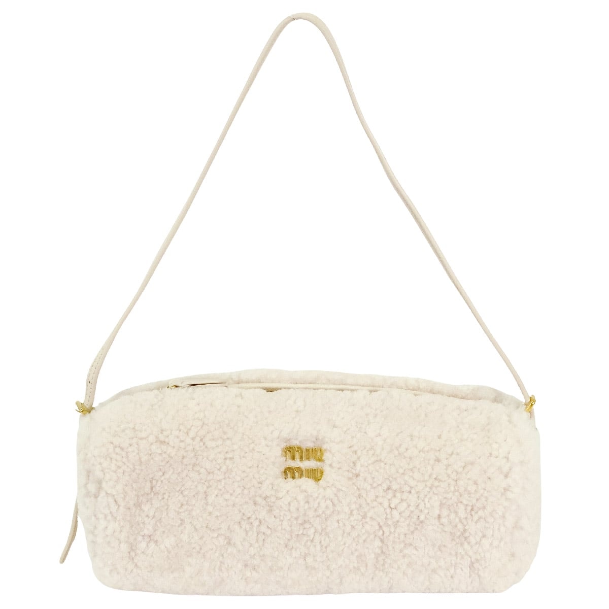 【渋谷並木橋店】Miu Miu ミュウミュウ ハンドバッグ ムートン #TU ホワイト シープファー/ラムレザー ゴールド金具 5NE851_AF7T_F0304 新品未使用