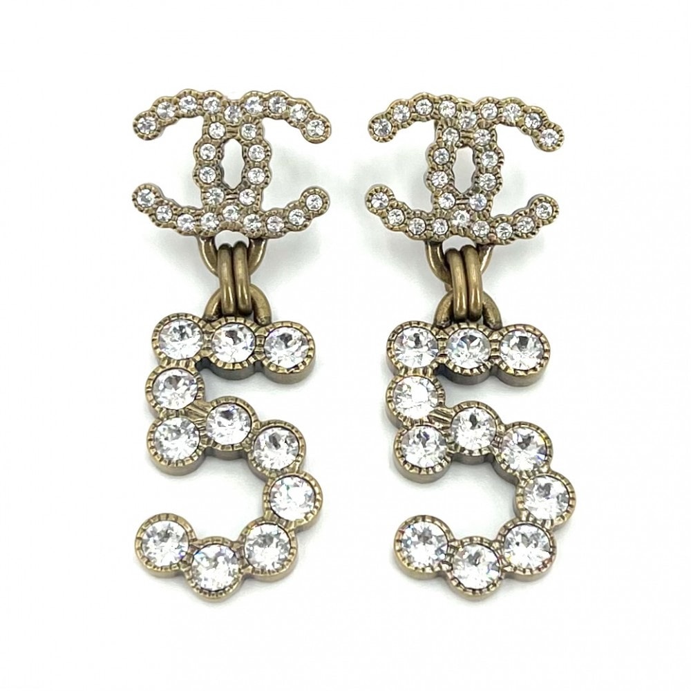 CHANEL シャネル ピアス No.5 ココマーク アクセサリー スイング GP ラインストーン B20S レディース 約20.9g 2020年【中古品】