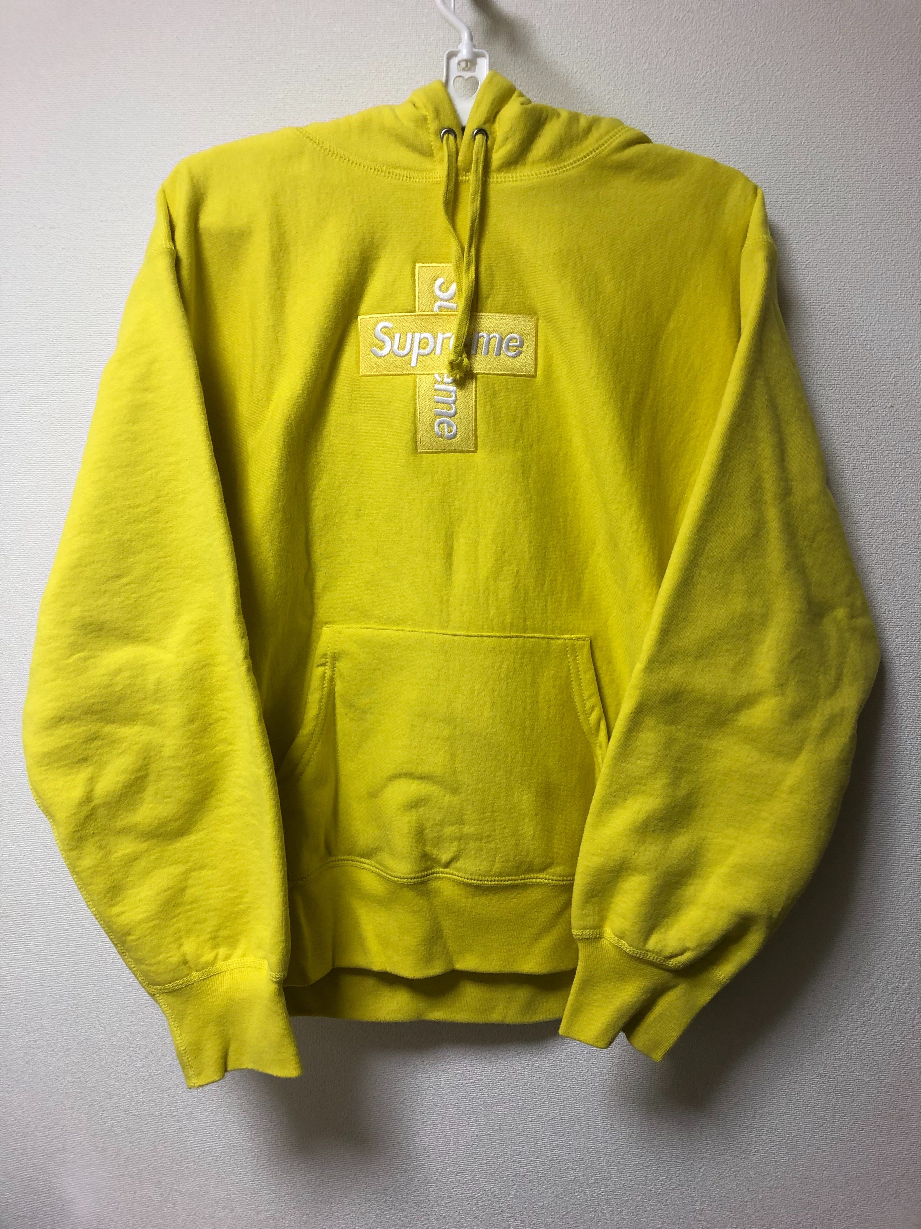 Supreme Cross Box Logo Hooded Sweatshirt "Yellow"