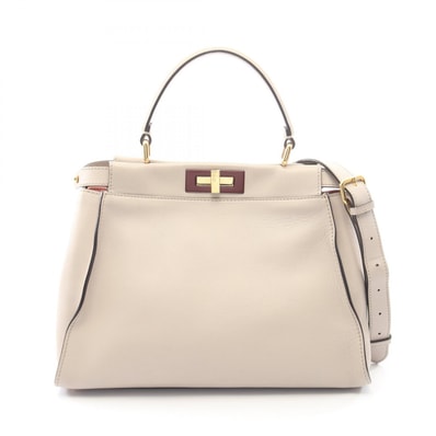 フェンディ FENDI ピーカブー レギュラー 2WAY ハンドバッグ バッグ レザー レディース ベージュ系 【中古】