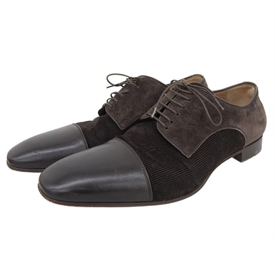 クリスチャンルブタン スエード×カーフ×コーデュロイ ストレートチップ シューズ メンズ ブラウン 41 41