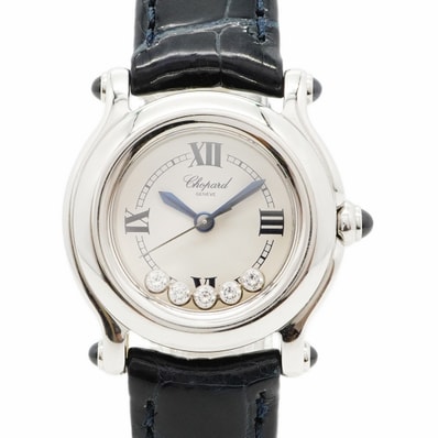 【6wce0387】ショパール ハッピースポーツ 27/8245-23 アイボリー文字盤【中古】腕時計 レディース