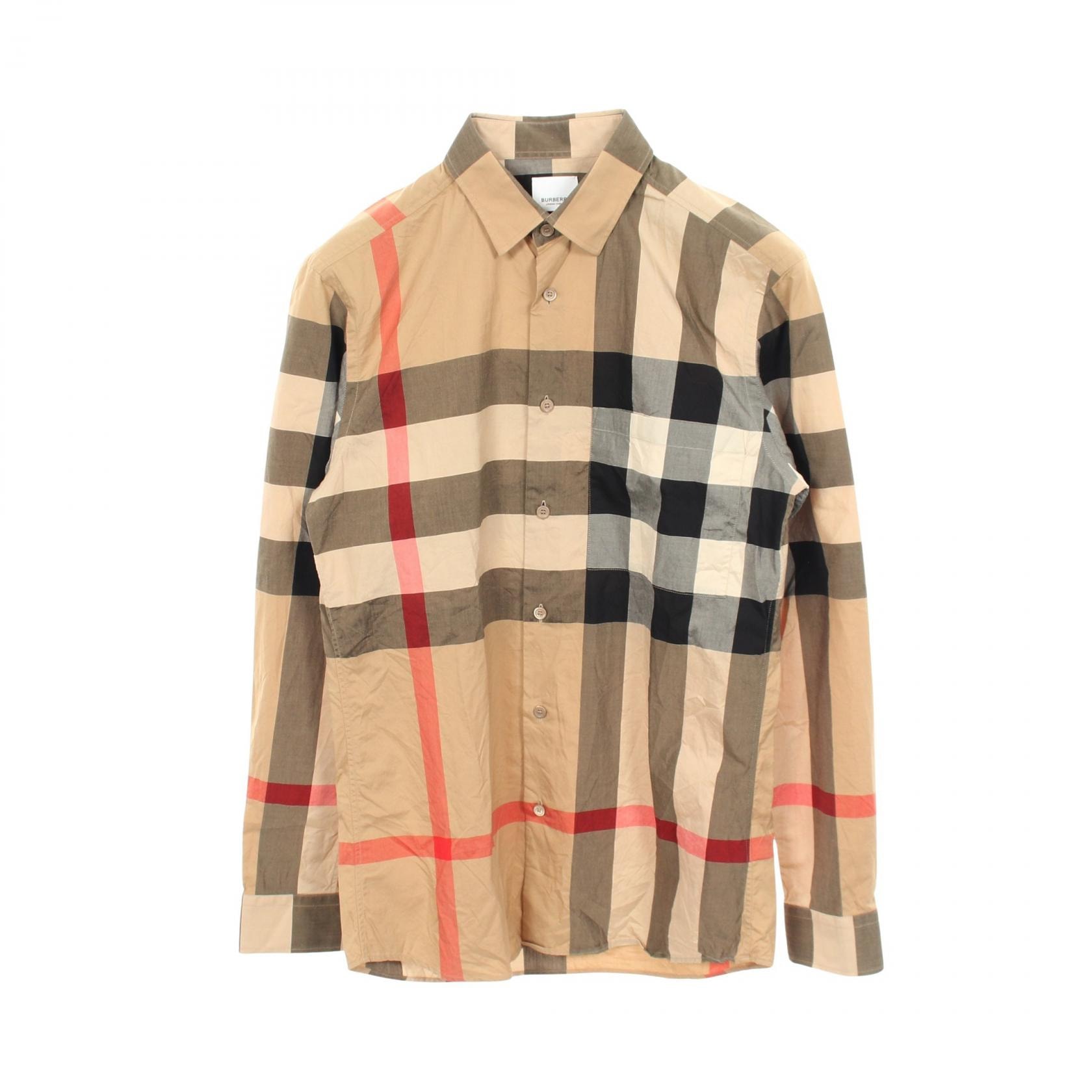 バーバリー BURBERRY メガチェック 長袖 衣料品 トップス コットン メンズ ベージュ系 / ブラック系 / レッド系 【中古】