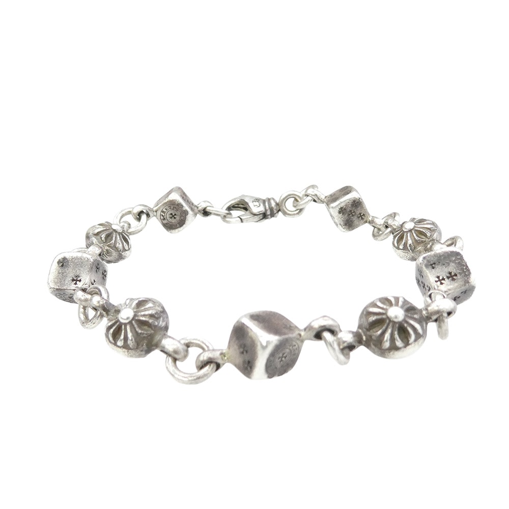 Chrome Hearts Dice and Cross Ball Bracelet "Silver"
