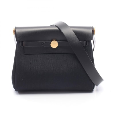 エルメス HERMES エールバッグジップ ミニ ショルダーバッグ バッグ キャンバス レザー トワルミリタリー / ヴァッシュハンター トワルミリタリー K刻印(2025年製造) レディース ブラック系 086430CC 【中古】