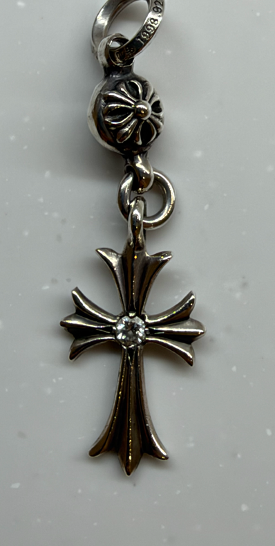 Chrome Hearts 1 Ball Tiny CH Cross 1 Diamond Pendant Silver 925 "Silver"