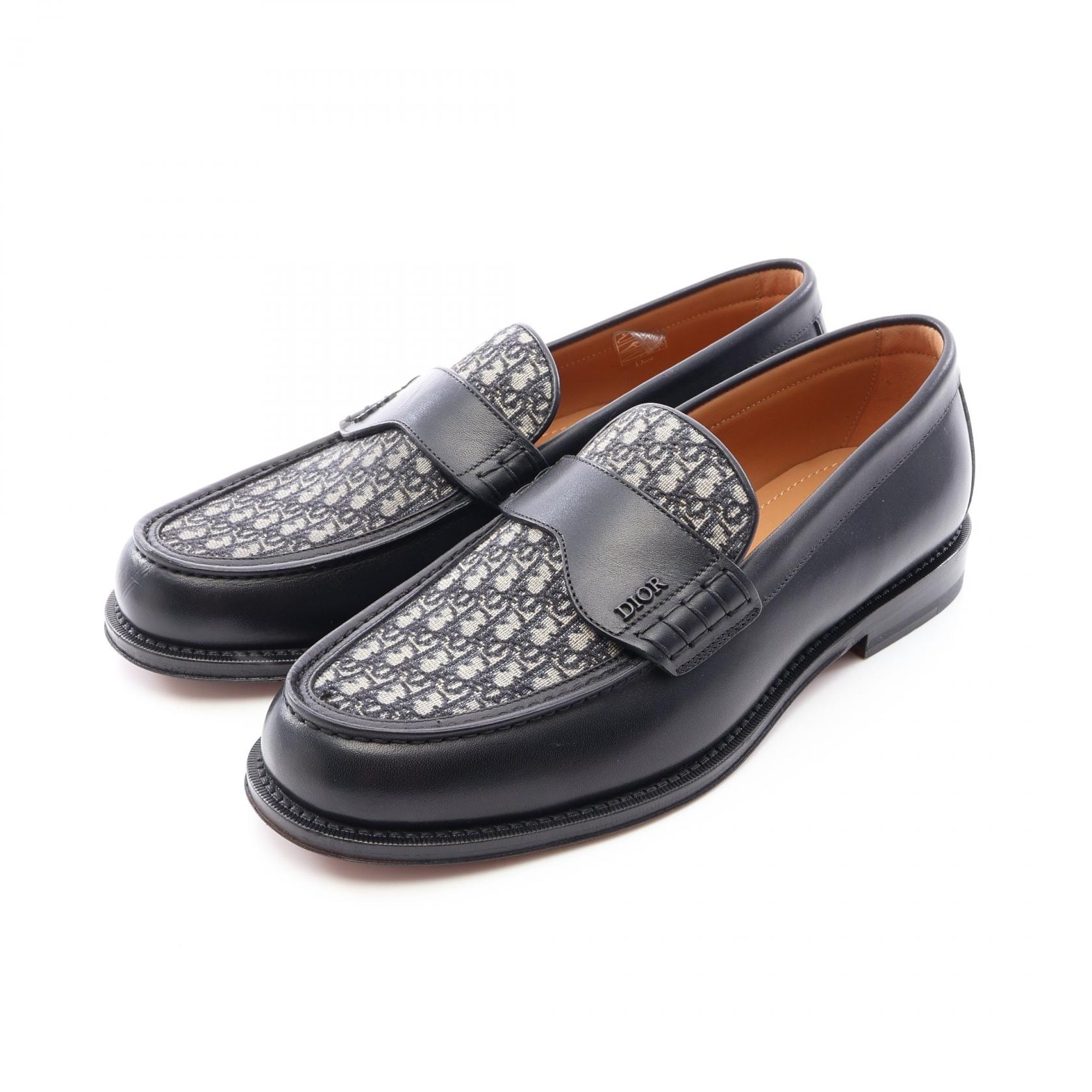 ディオール Dior Dior Granville オブリーク ローファー 靴 レザー キャンバス メンズ ブラック系 / ベージュ系 / ネイビー系 【中古】