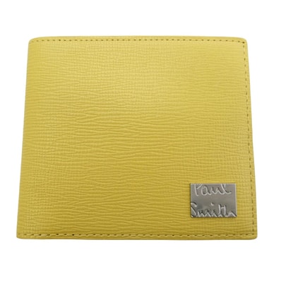 Paul Smith ポール・スミス 財布 P180 メタルクロップド ロゴ レザー 札入れ 財布 ウォレット イエロー系 F【極上美品】【中古】