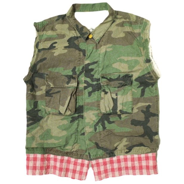 Porter Classic ポータークラシック 日本製 Custom Camouflage Vest コットンリップストップ カスタムカモフラージュベスト L CAMO ジレ パラカチェック war is not healthy トップス g21898