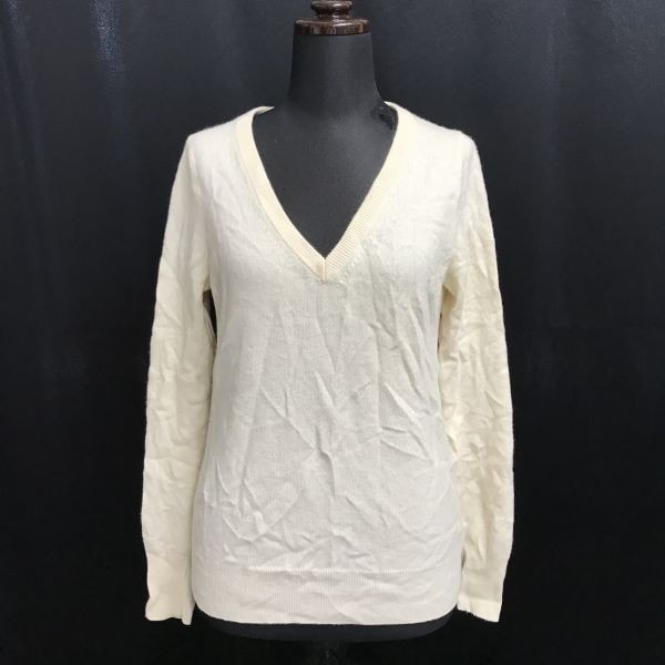 ユニクロ/UNIQLO★カシミヤ100%/Vネック/長袖セーター【レディースM/アイボリー/ivory】Tops/Shirts◆sBH838
