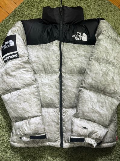 Supreme x The North Face Nuptse Jacket "White Paper Print"