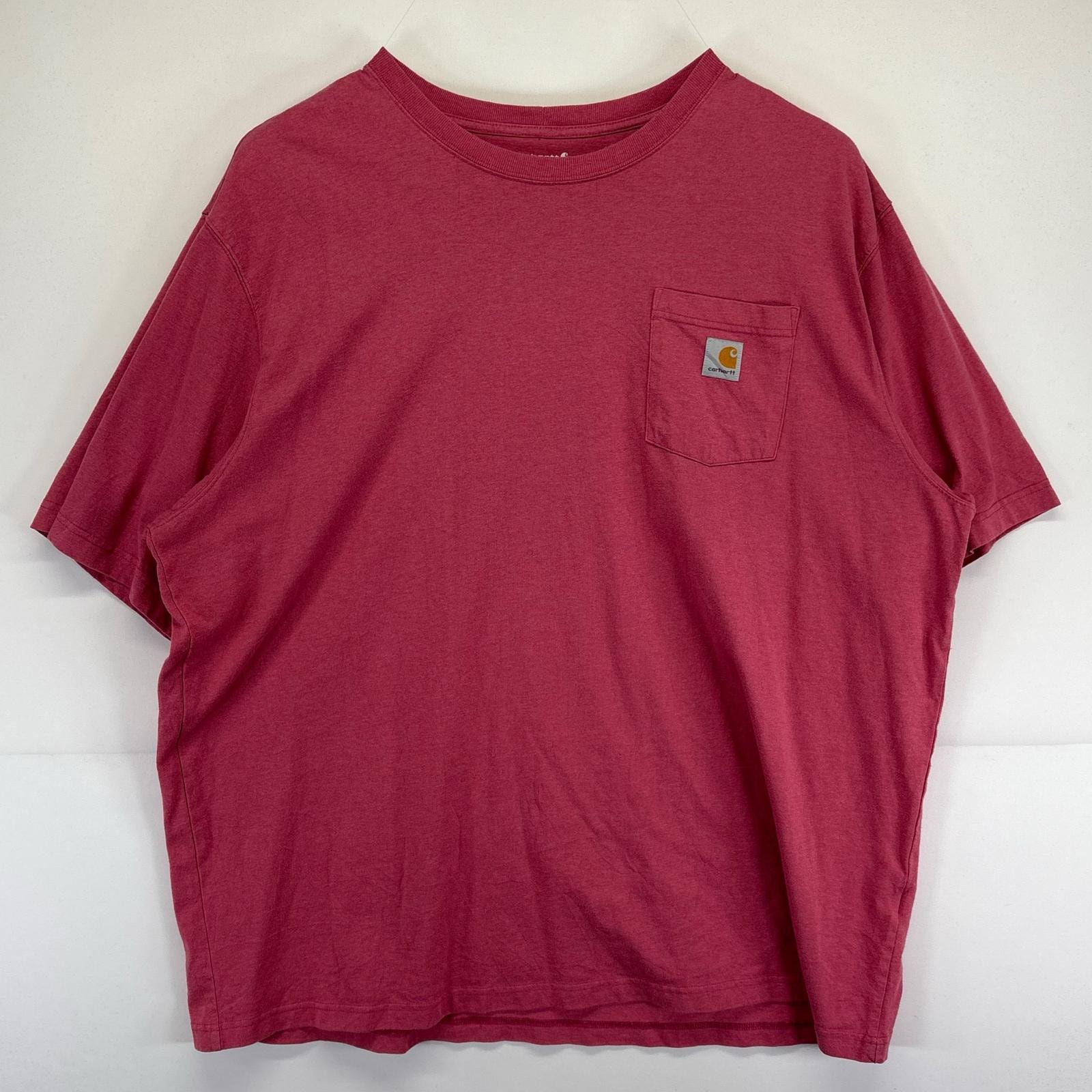 古着 カーハート Carhartt 半袖Tシャツ 大きいサイズ ワンポイントロゴ クルーネック ワーク 無地 3XL  ピンク メンズ