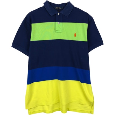 古着 ラルフローレン Ralph Lauren POLO RALPH LAUREN CUSTOM FIT 半袖 ボーダー ポロシャツ メンズL相当/eaa622662