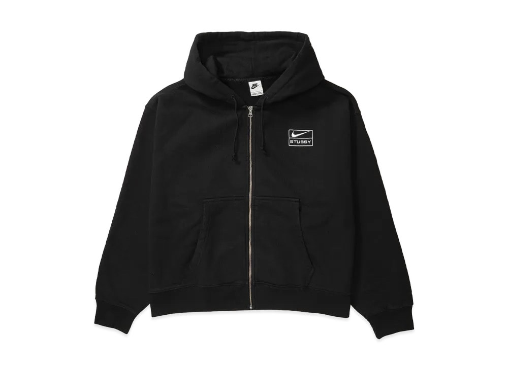 Stussy x Nike Stone Washed Fleece Zip Hoodie "Black" (US Size) FJ9175-010 