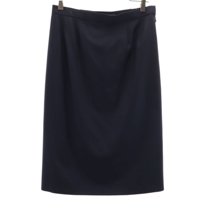 Burberrys バーバリーズ 90s カシミヤブレンド オールド ミモレ丈 スカート 15 ネイビー 三陽商会