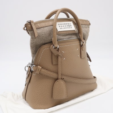 美品 MAISON MARGIELA メゾンマルジェラ カーフレザー 5AC ミニバッグ S56WG0082 2wayハンドバッグ ベージュ カーフレザー レディース