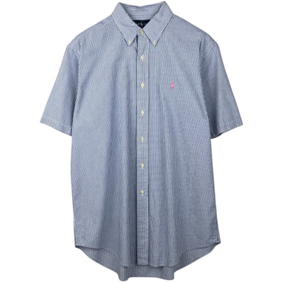 古着 ラルフローレン Ralph Lauren CLASSIC FIT クラシックフィット シアサッカー 半袖 ボタンダウン ストライプシャツ メンズL相当/eaa643910