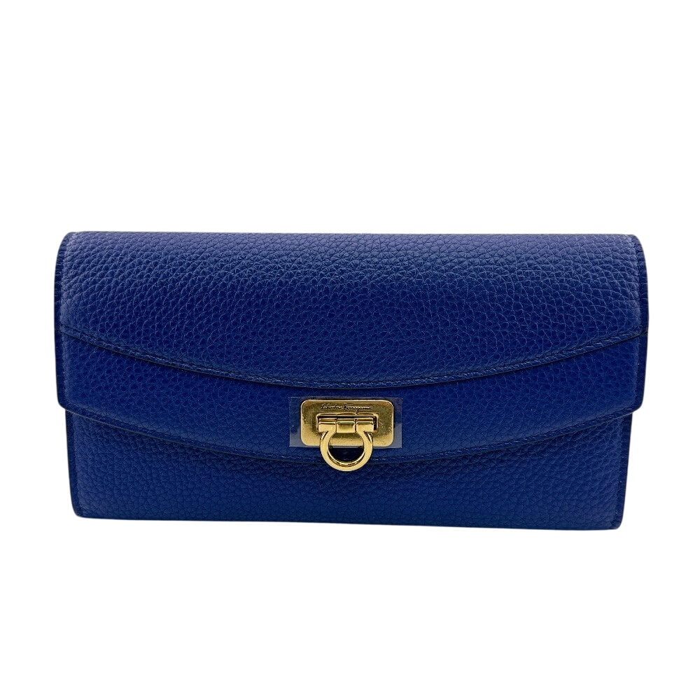 サルヴァトーレフェラガモ Salvatore Ferragamo 長財布 ガンチーニ金具 220023CALF ネイビー