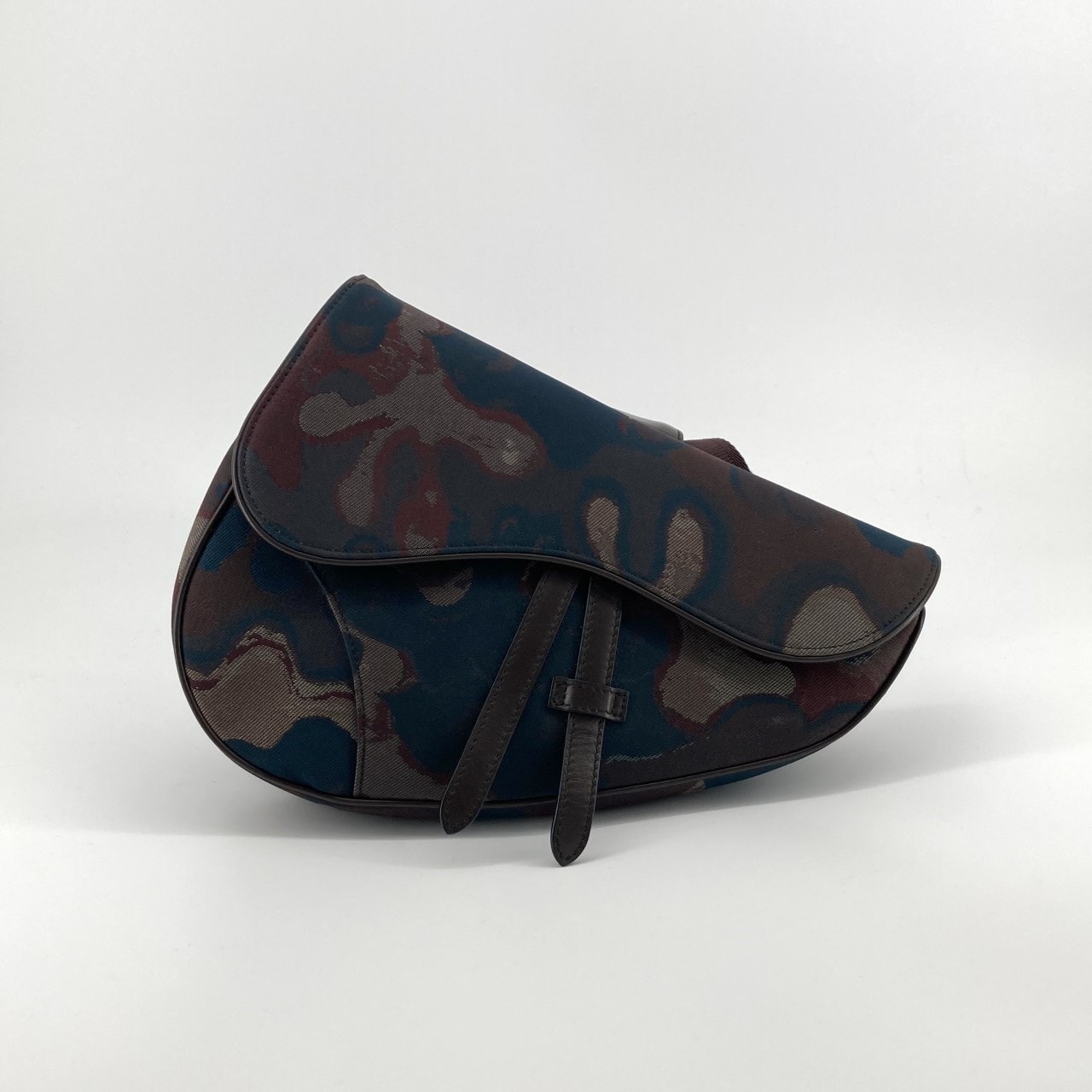 Christian Dior(クリスチャンディオール) ×ピーター ドイグ サドルフラップ カモフラージュプリント レザー 2WAY ハンドバッグ マルチカラー