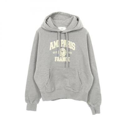 アミ AMI ロゴプリント パーカー 衣料品 トップス コットン レディース グレー系 【中古】