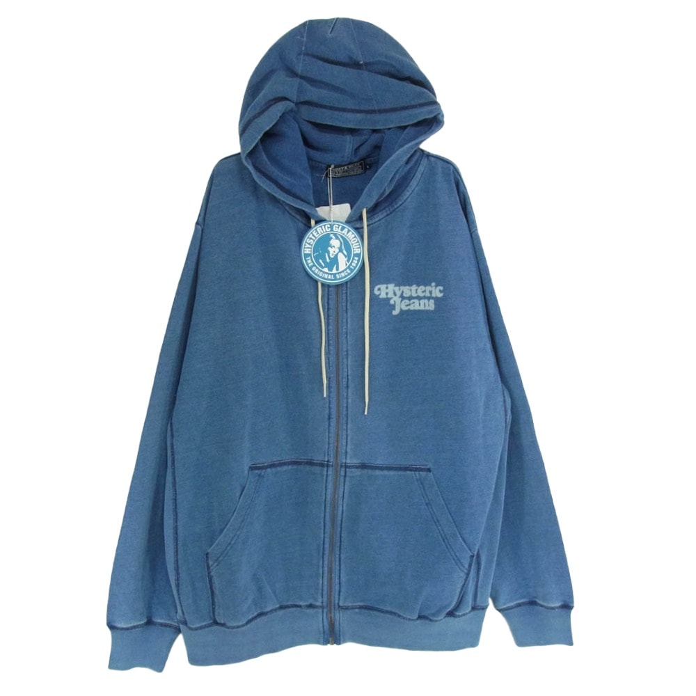 HYSTERIC GLAMOUR ヒステリックグラマー パーカー 26SS 02261CF03 HYSTERIC JEANS ヒステリック ジーンズ ジップアップ フーディー パーカー インディゴブルー系 L【極上美品】【中古】