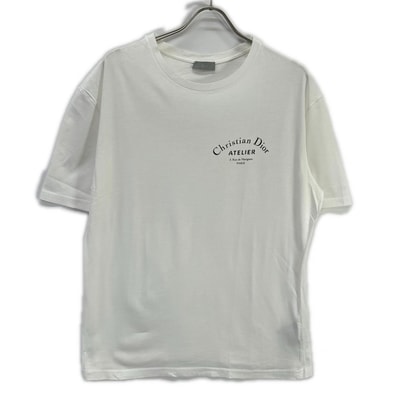 ディオール 863J621I2712 ホワイト アトリエロゴ Tシャツ L