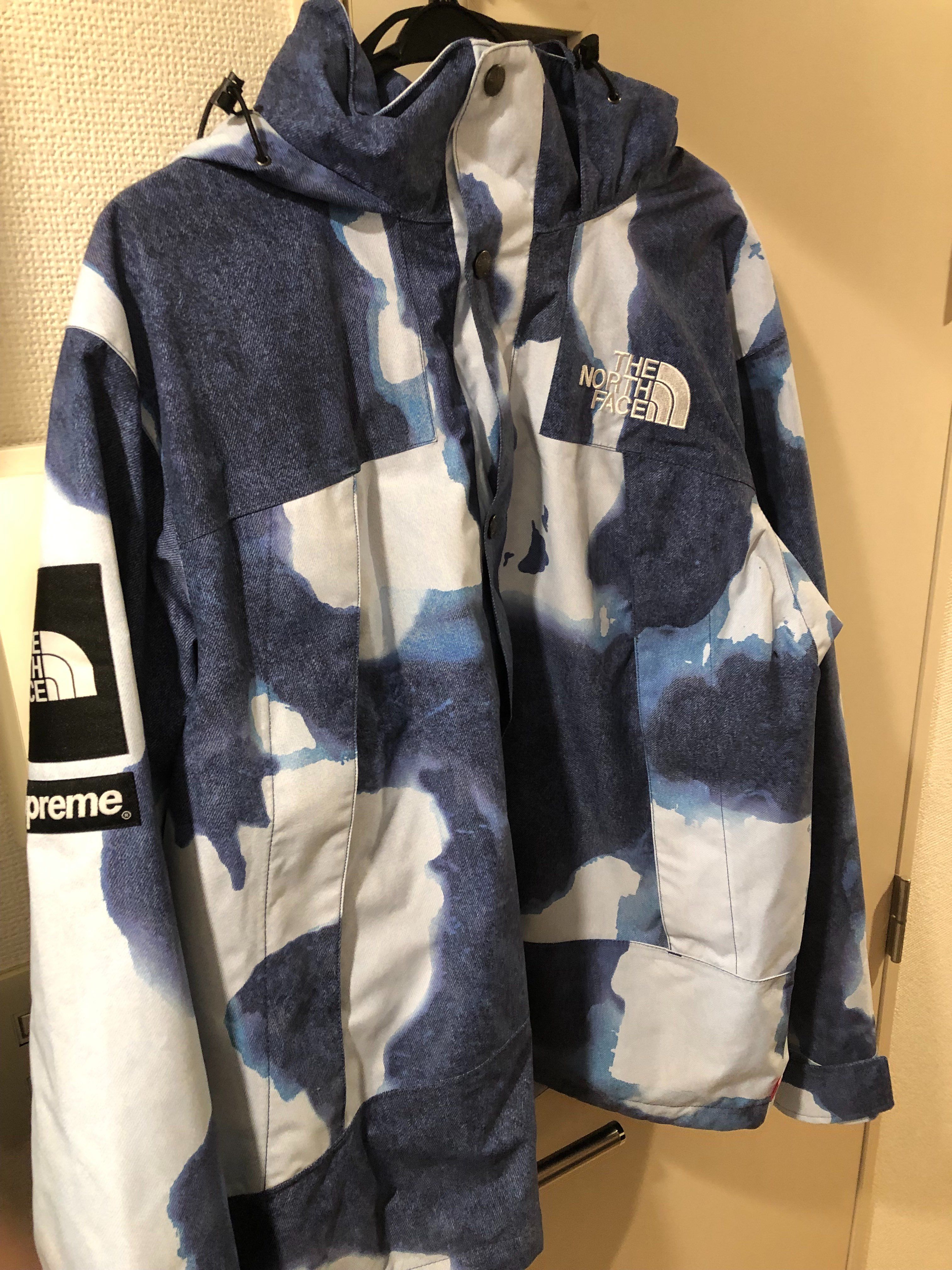Supreme x The North Face Bleached Denim Print Mountain Jacket "Indigo"