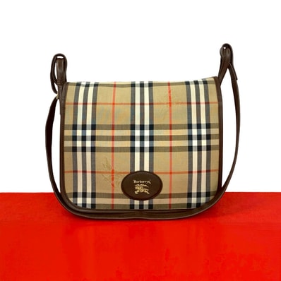 BURBERRY バーバリー ノバチェック 柄 キャンバス レザー ショルダーバッグ ベージュ
07720