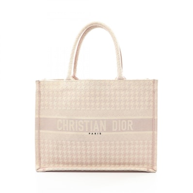 ディオール Dior BOOK TOTE ブックトート ミディアム 千鳥格子 トートバッグ バッグ キャンバス レディース ピンク系 / ホワイト系 【中古】
