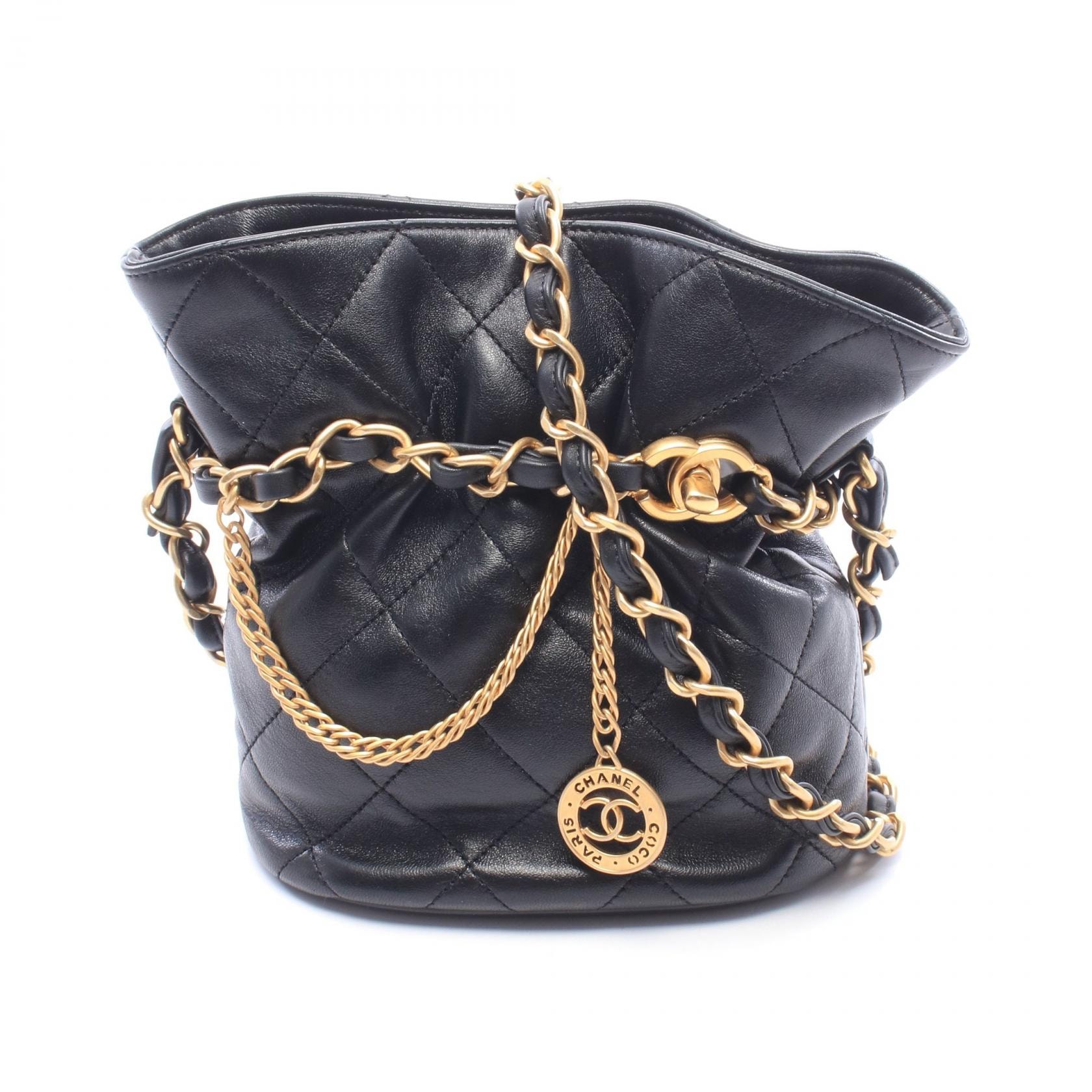 シャネル CHANEL マトラッセ バケットバッグ ショルダーバッグ バッグ ラムスキン(羊革) レディース ブラック系 AS4002 【中古】