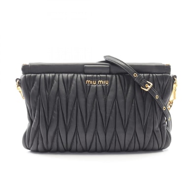 ミュウ ミュウ Miu Miu マテラッセ ショルダーバッグ バッグ レザー レディース ブラック系 RP0356 【中古】