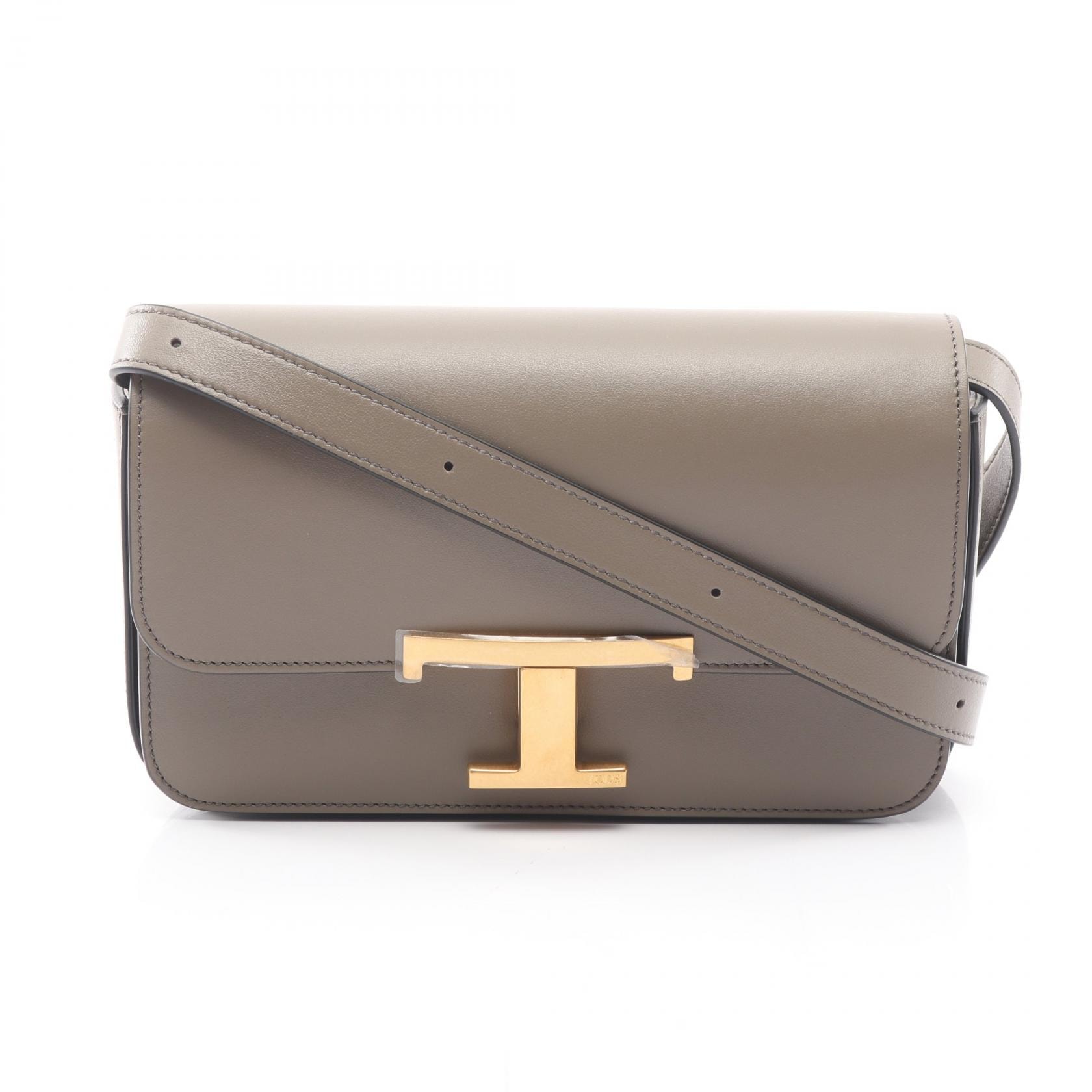 トッズ TOD'S Tタイムレス マイクロ ショルダーバッグ バッグ レザー レディース カーキ系 XBWTTTC9000 【中古】