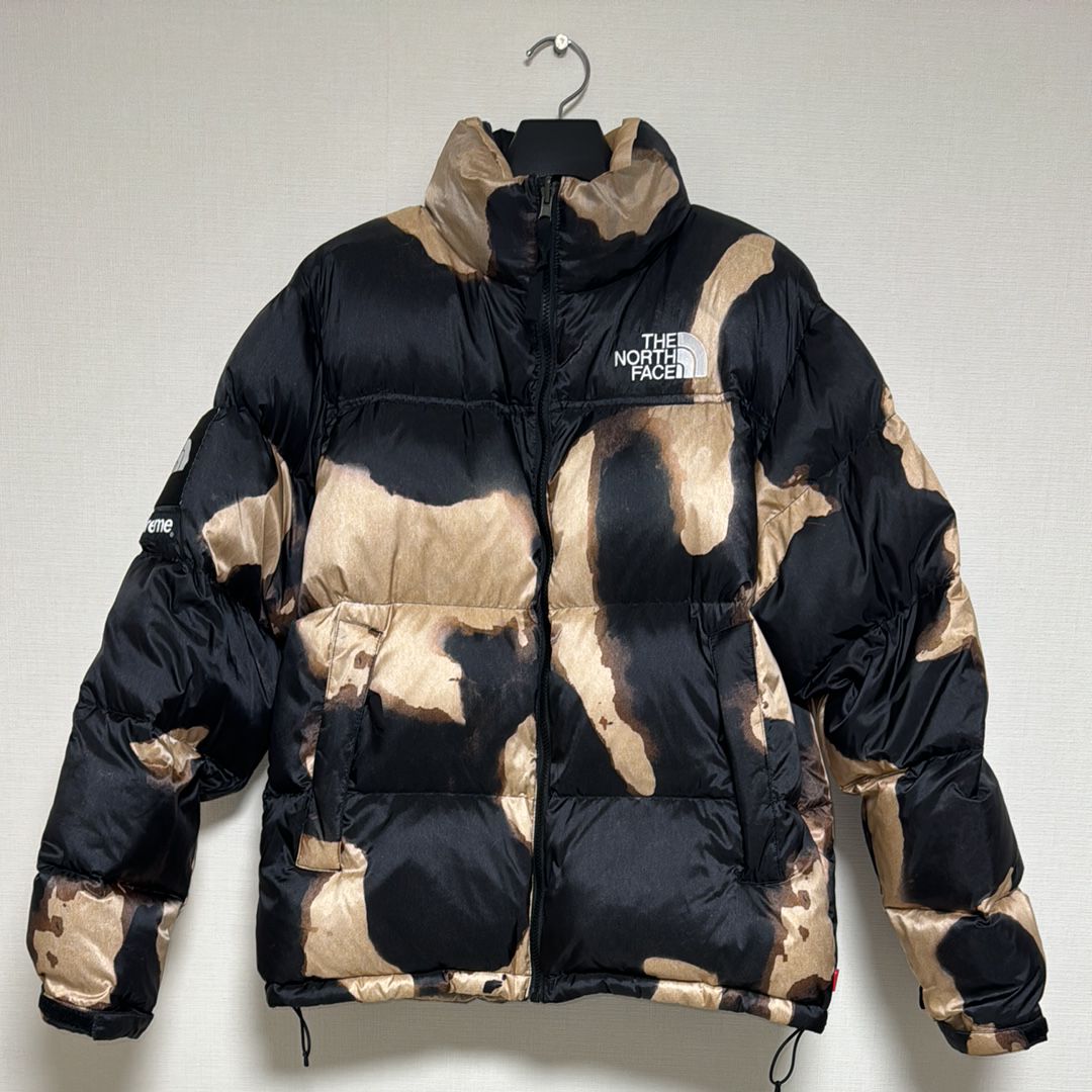 Supreme x The North Face Bleached Denim Print Nuptse Jacket "Black"
