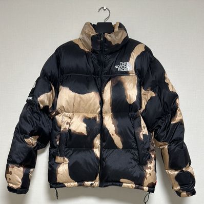 Supreme x The North Face Bleached Denim Print Nuptse Jacket "Black"