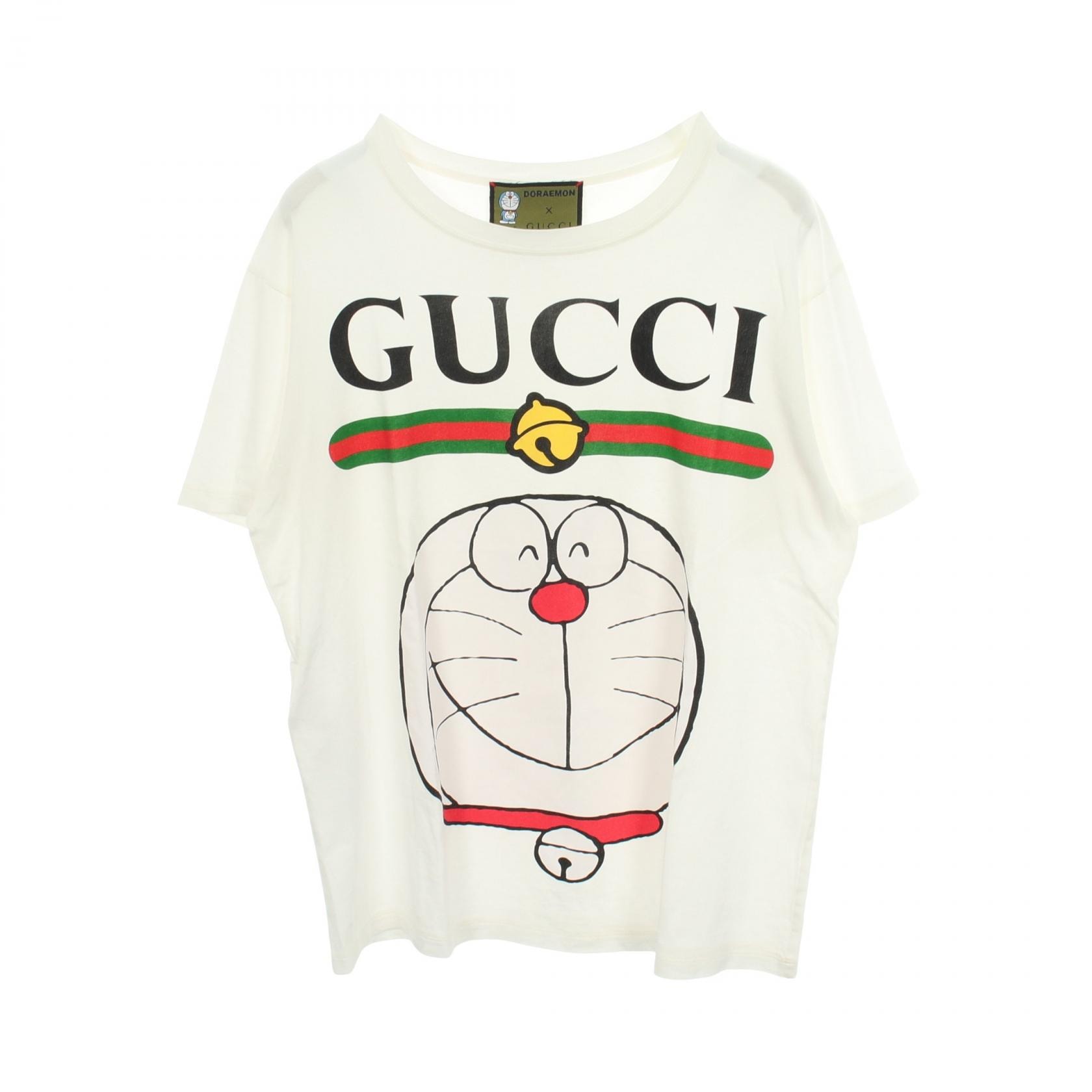 グッチ GUCCI GUCCI × ドラえもん 半袖Tシャツ 衣料品 トップス コットン メンズ ホワイト系 / マルチカラー 615044 【中古】