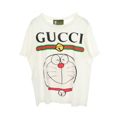 グッチ GUCCI GUCCI × ドラえもん 半袖Tシャツ 衣料品 トップス コットン メンズ ホワイト系 / マルチカラー 615044 【中古】