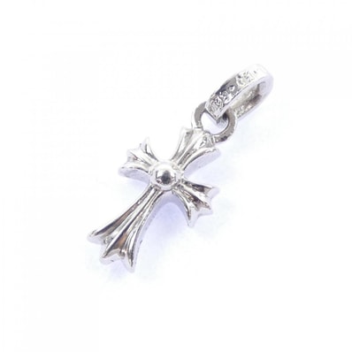 Chrome Hearts 18K Cross Baby Fat Pave Sapphire Charm "White Gold"