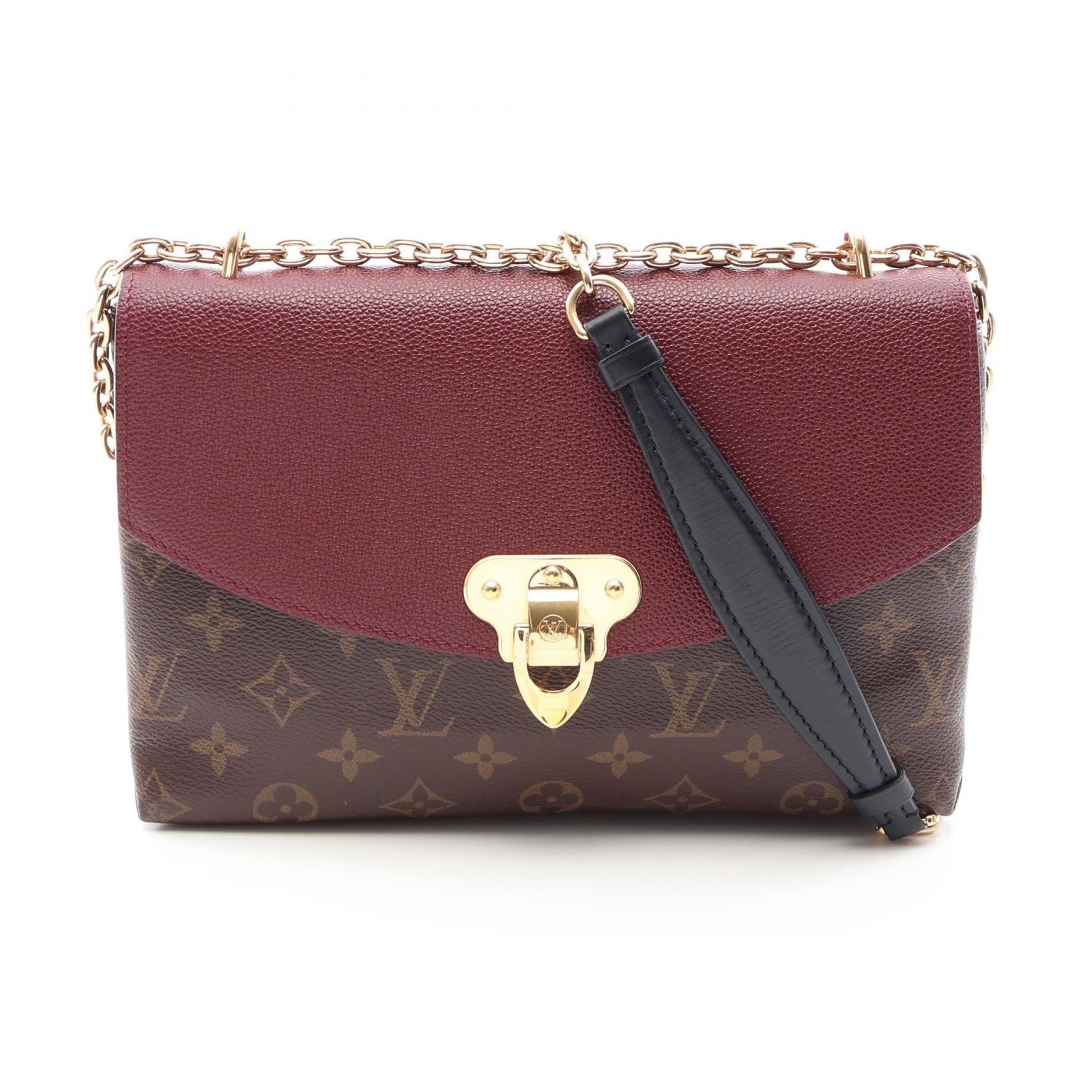ルイ・ヴィトン LOUIS VUITTON サン プラシード ショルダーバッグ バッグ PVCコーティングキャンバス レザー モノグラム ボルドー レディース ブラウン系 / ボルドー系 M43715 【中古】