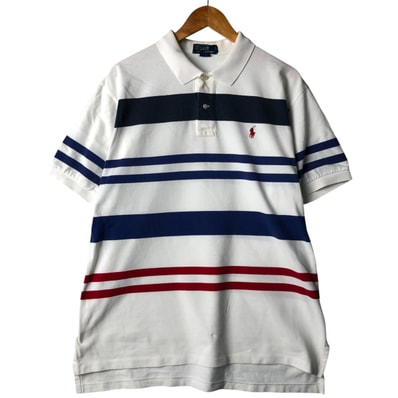 古着 ラルフローレン Ralph Lauren POLO by Ralph Lauren マルチボーダー 半袖 ボーダー ポロシャツ メンズXL相当/eaa567043