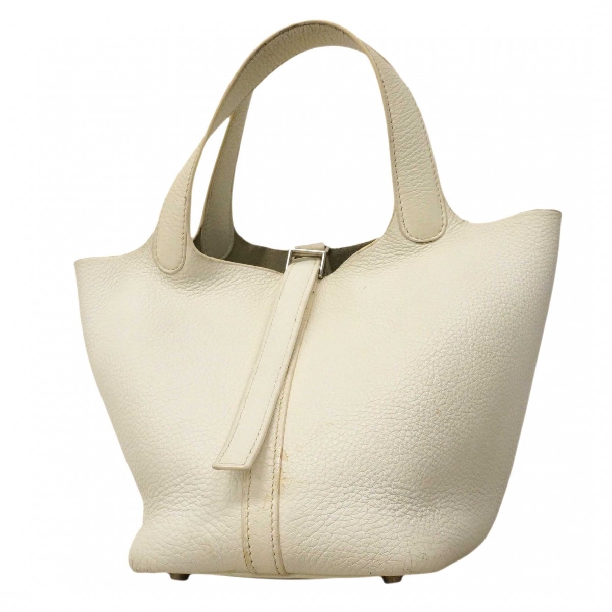 【6dd4576】エルメス ハンドバッグ ピコタンPM トリヨンクレマンス ホワイト シルバー金具 □H刻印【中古】レディース