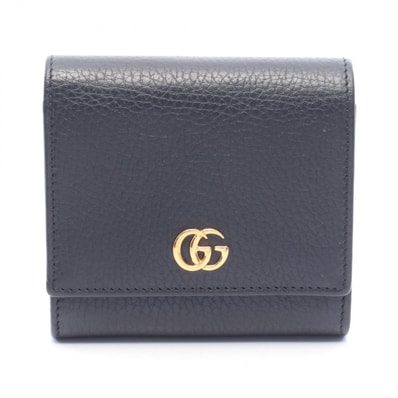 グッチ GUCCI GGマーモント 二つ折り財布 財布 レザー レディース ブラック系 【中古】