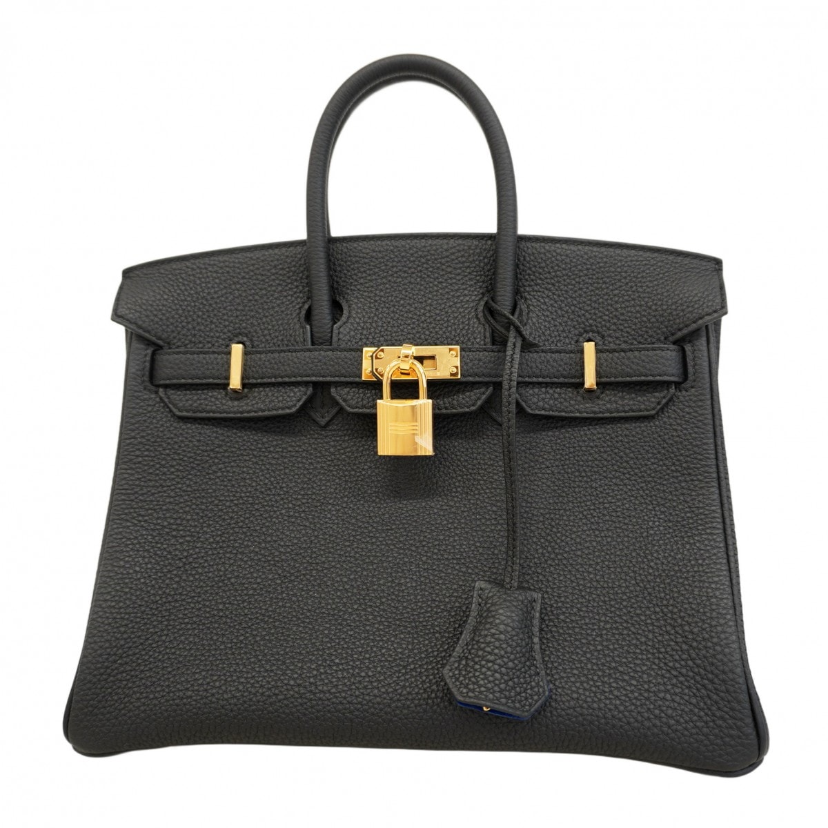 ★最終価格★SALE【5pa0523-g-h】エルメス ハンドバッグ バーキン25 ヴェルソ トゴ ブラック ブルーサフィール ゴールド金具 W刻印【中古】レディース