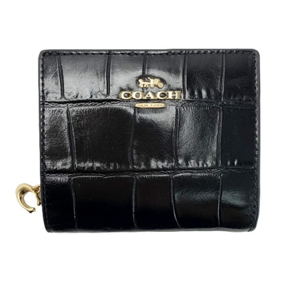 COACH コーチ エンボス スナップウォレット C6092 ブラック 2つ折り財布 レディース