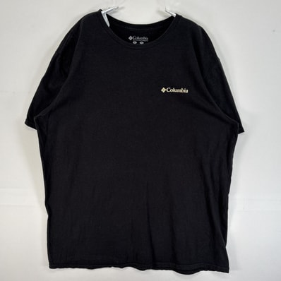古着 コロンビア Columbia 半袖Tシャツ 両面 プリント アウトドア 大きいサイズ XL ブラック メンズ