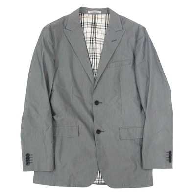 BURBERRY BLACK LABEL バーバリーブラックレーベル ジャケット BME65-702-07 裏地ノバチェック ピークトラベル 2B テーラードジャケット グレー系 L【中古】