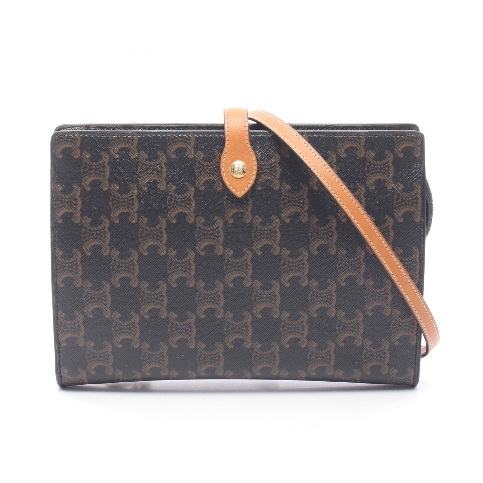 セリーヌ CELINE スモール ノートブック トリオンフ ショルダーバッグ バッグ PVCコーティングキャンバス レザー レディース ブラック系 / ブラウン系 L106B3N9903MI 【新品】