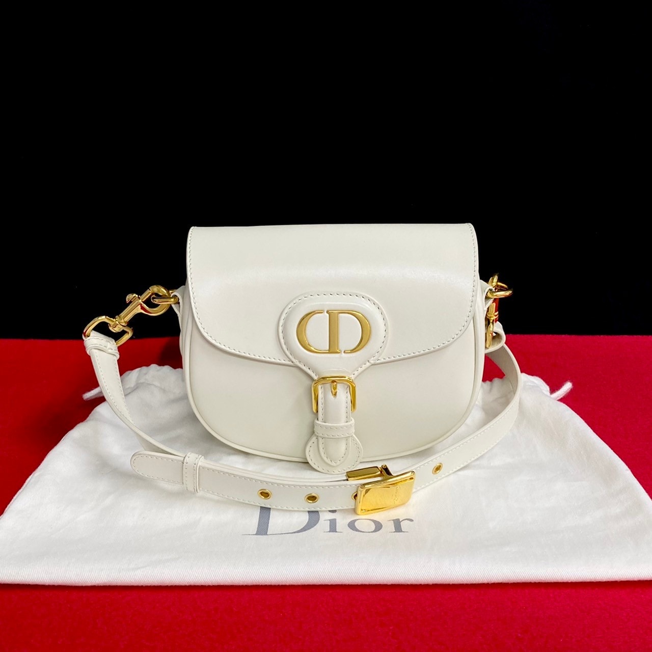 Christian Dior ディオール ボビー スモール ボックスカーフ ショルダーバッグ ホワイト
 10920