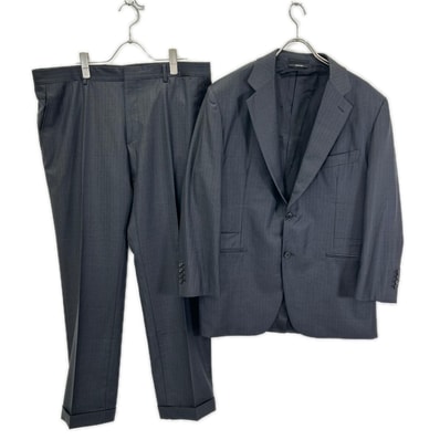 エルメス 14AW A9802 グレー シャドーストライプ SUPER150s 2Bジャケット パンツ セットアップ 54