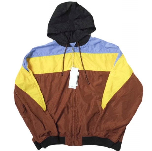 新品 MARNI マルニ 22SS カラーブロック ウインドブレーカー JUMU0116LQ TN855 48 multicolor ナイロン フーデッドジャケット バックロゴステッチ アウター g11343