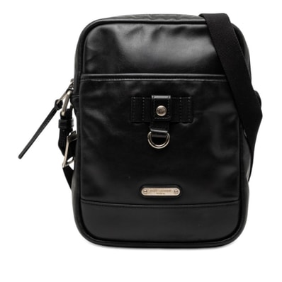 サンローラン ロゴ ショルダーバッグ クロスボディバッグ 斜めかけ ブラック レザー メンズ SAINT LAURENT 【中古】